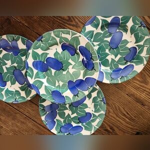Vintage Grindley England Ingrid Berge Garden Fruits Salad Plate Set x4